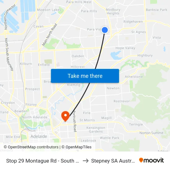Stop 29 Montague Rd - South side to Stepney SA Australia map
