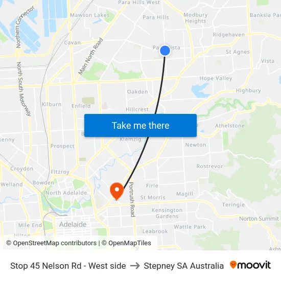 Stop 45 Nelson Rd - West side to Stepney SA Australia map