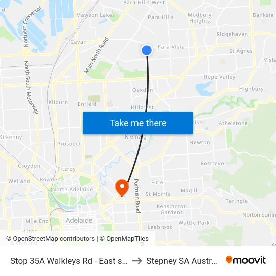 Stop 35A Walkleys Rd - East side to Stepney SA Australia map