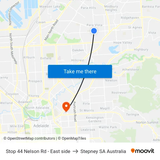 Stop 44 Nelson Rd - East side to Stepney SA Australia map