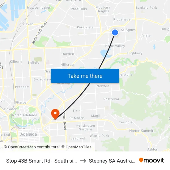 Stop 43B Smart Rd - South side to Stepney SA Australia map