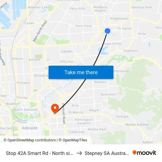 Stop 42A Smart Rd - North side to Stepney SA Australia map