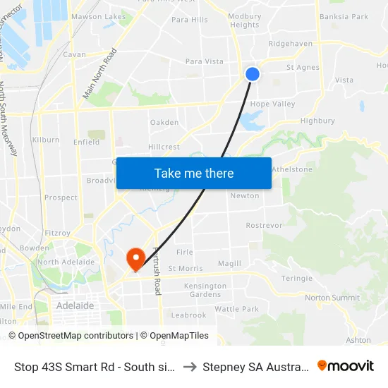 Stop 43S Smart Rd - South side to Stepney SA Australia map