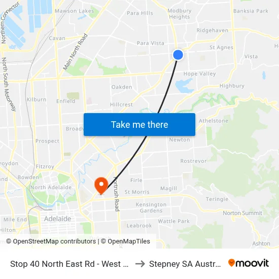 Stop 40 North East Rd - West side to Stepney SA Australia map