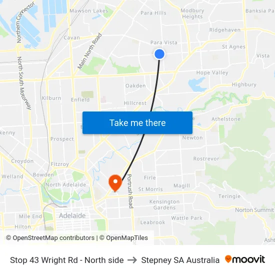 Stop 43 Wright Rd - North side to Stepney SA Australia map