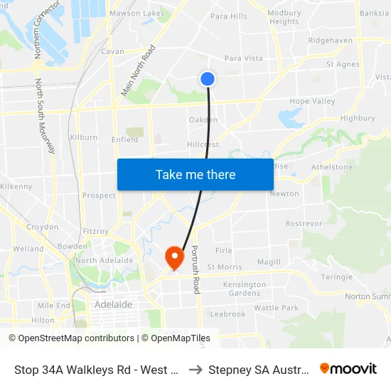 Stop 34A Walkleys Rd - West side to Stepney SA Australia map