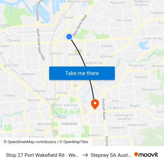 Stop 27 Port Wakefield Rd - West side to Stepney SA Australia map