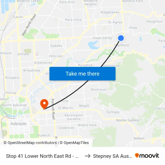 Stop 41 Lower North East Rd - West side to Stepney SA Australia map