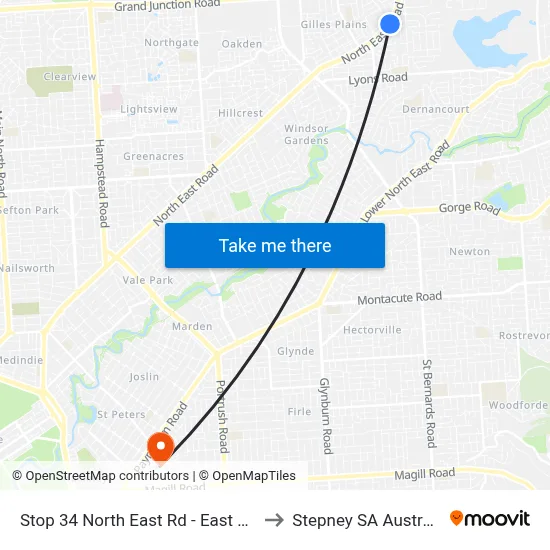 Stop 34 North East Rd - East side to Stepney SA Australia map