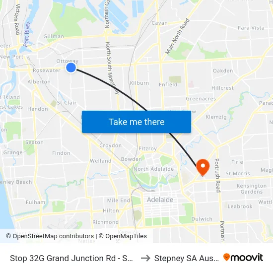 Stop 32G Grand Junction Rd - South side to Stepney SA Australia map