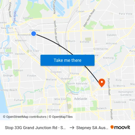 Stop 33G Grand Junction Rd - South side to Stepney SA Australia map