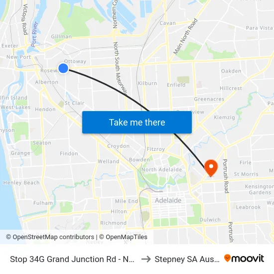 Stop 34G Grand Junction Rd - North side to Stepney SA Australia map