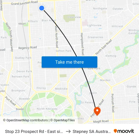 Stop 23 Prospect Rd - East side to Stepney SA Australia map
