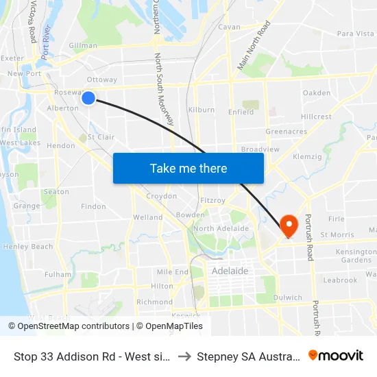 Stop 33 Addison Rd - West side to Stepney SA Australia map
