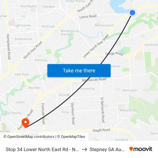 Stop 34 Lower North East Rd - North side to Stepney SA Australia map