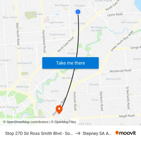 Stop 27D Sir Ross Smith Blvd - South East side to Stepney SA Australia map