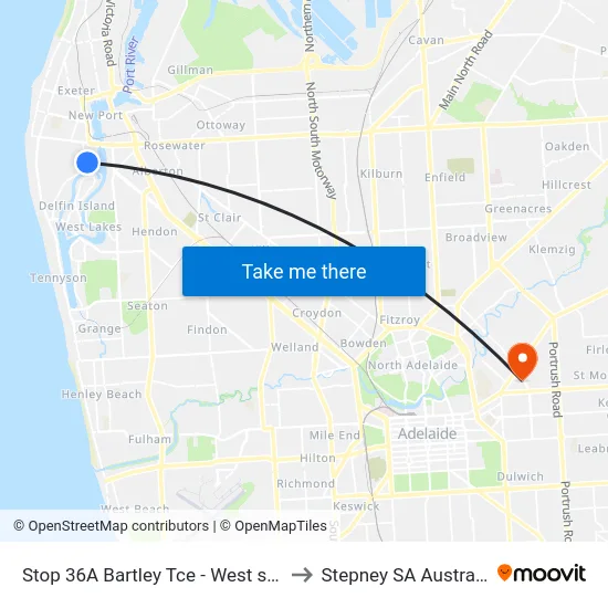 Stop 36A Bartley Tce - West side to Stepney SA Australia map