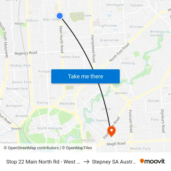 Stop 22 Main North Rd - West side to Stepney SA Australia map