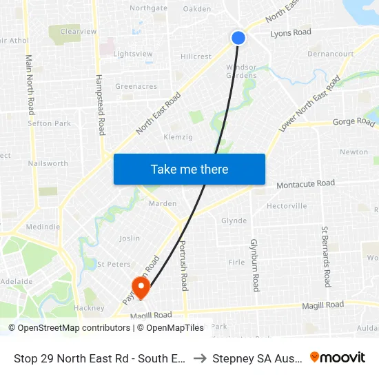 Stop 29 North East Rd - South East side to Stepney SA Australia map