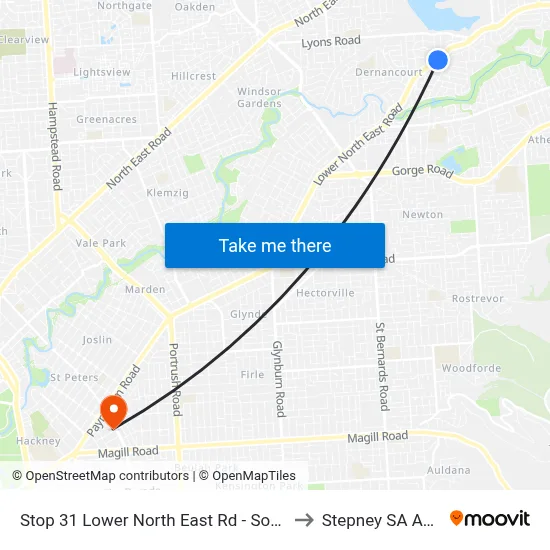 Stop 31 Lower North East Rd - South East side to Stepney SA Australia map