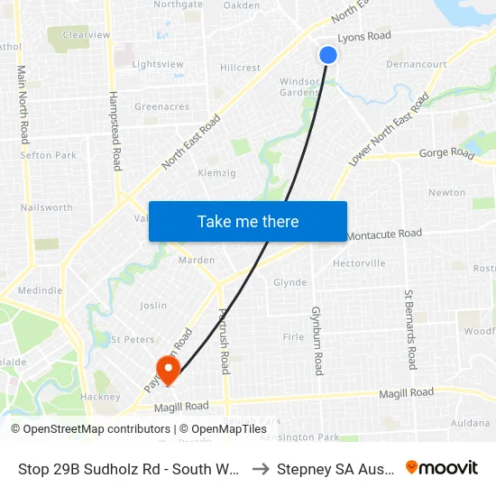 Stop 29B Sudholz Rd - South West side to Stepney SA Australia map