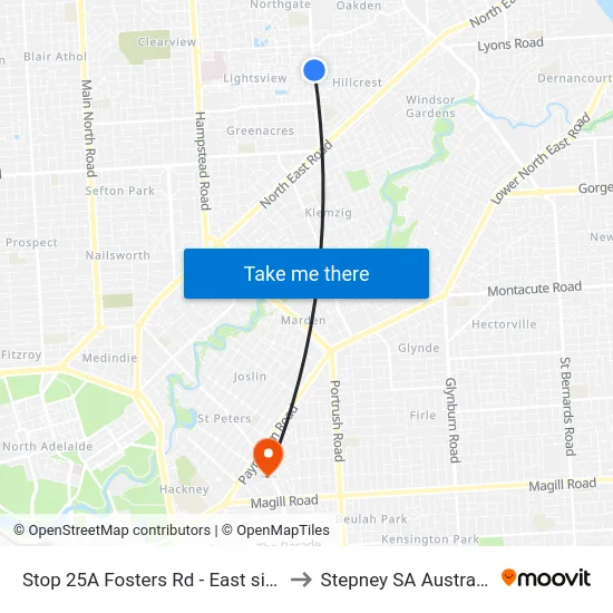 Stop 25A Fosters Rd - East side to Stepney SA Australia map