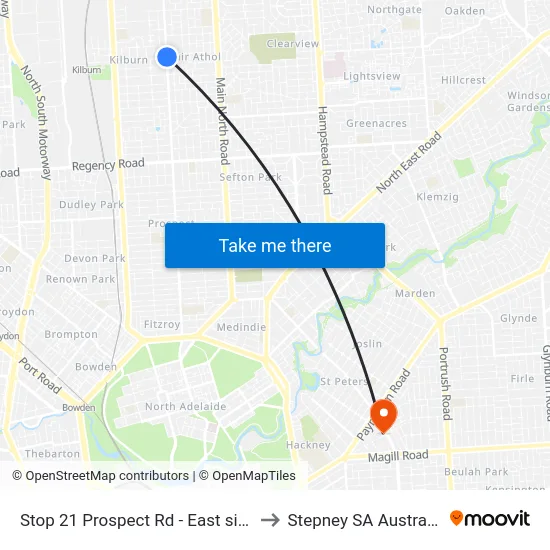 Stop 21 Prospect Rd - East side to Stepney SA Australia map