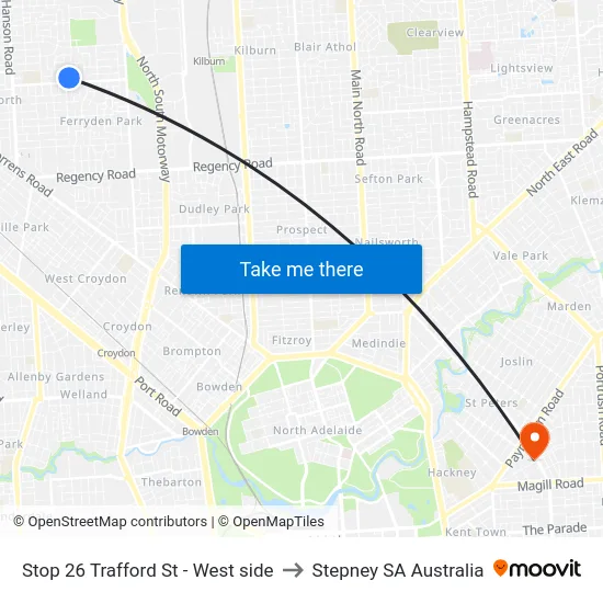 Stop 26 Trafford St - West side to Stepney SA Australia map