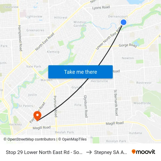 Stop 29 Lower North East Rd - South East side to Stepney SA Australia map