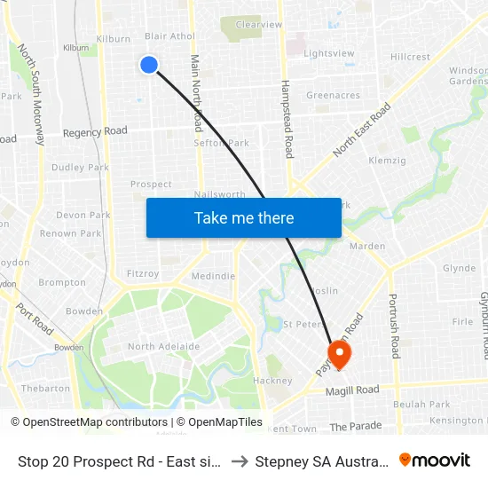 Stop 20 Prospect Rd - East side to Stepney SA Australia map