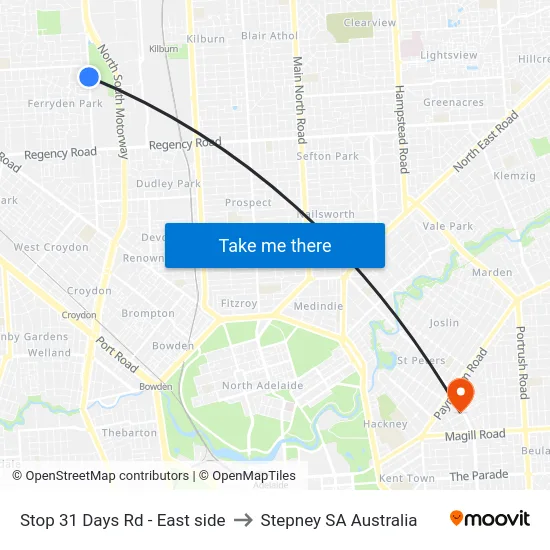 Stop 31 Days Rd - East side to Stepney SA Australia map
