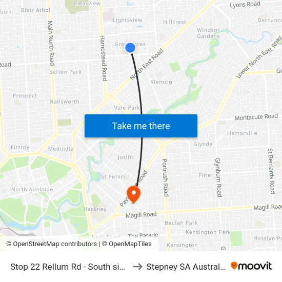 Stop 22 Rellum Rd - South side to Stepney SA Australia map
