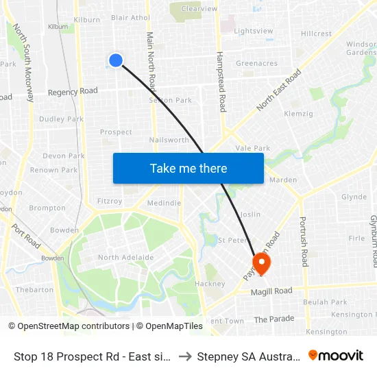 Stop 18 Prospect Rd - East side to Stepney SA Australia map