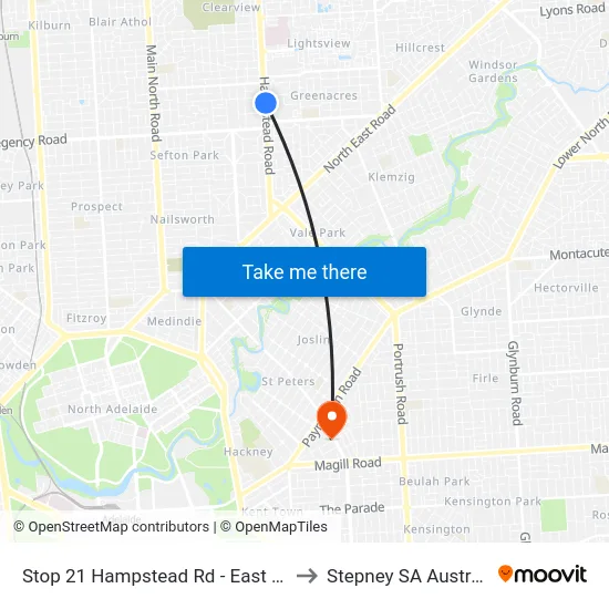 Stop 21 Hampstead Rd - East side to Stepney SA Australia map