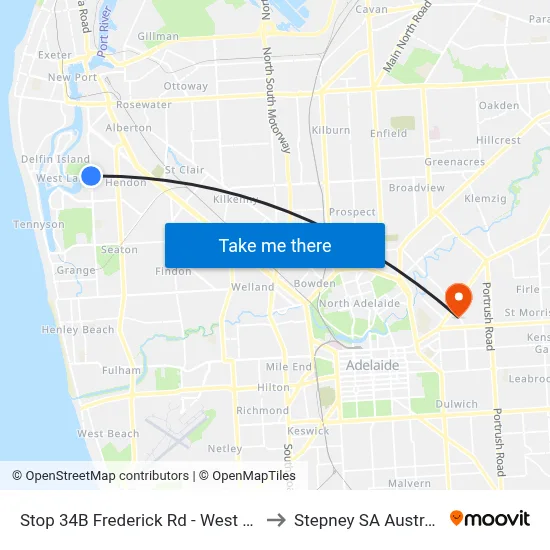 Stop 34B Frederick Rd - West side to Stepney SA Australia map