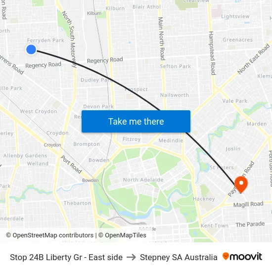 Stop 24B Liberty Gr - East side to Stepney SA Australia map