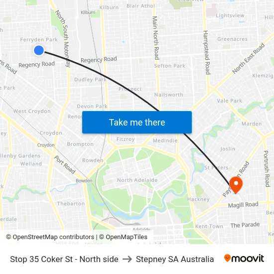 Stop 35 Coker St - North side to Stepney SA Australia map