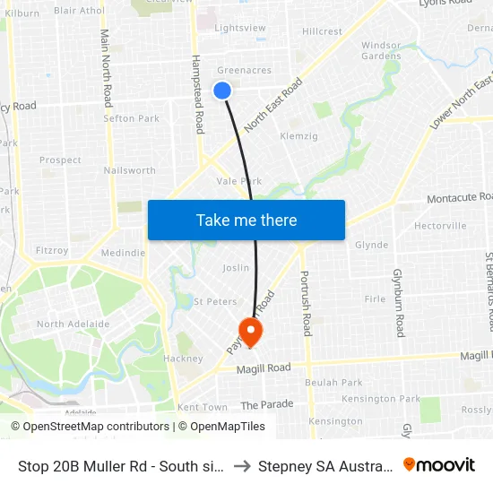 Stop 20B Muller Rd - South side to Stepney SA Australia map