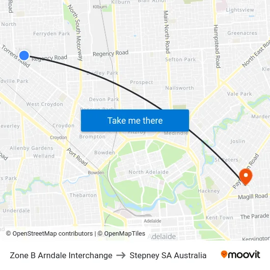 Zone B Arndale Interchange to Stepney SA Australia map