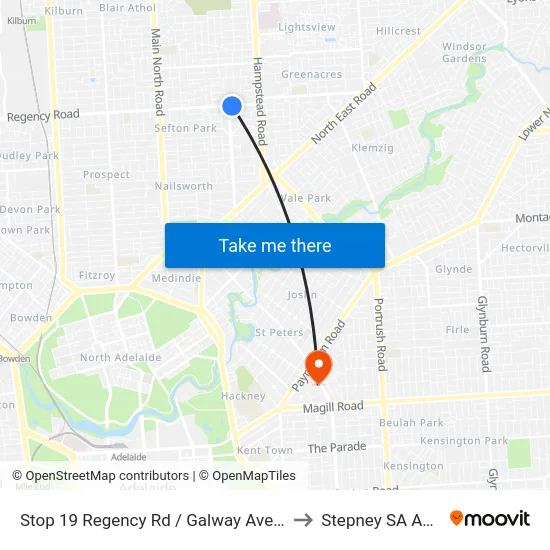 Stop 19 Regency Rd / Galway Ave - South side to Stepney SA Australia map