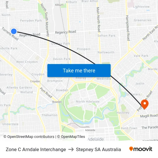 Zone C Arndale Interchange to Stepney SA Australia map