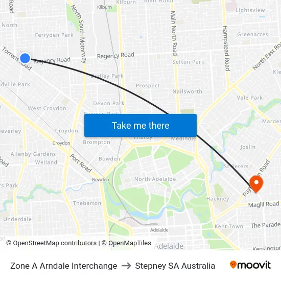 Zone A Arndale Interchange to Stepney SA Australia map