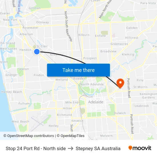 Stop 24 Port Rd - North side to Stepney SA Australia map