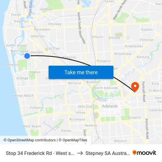 Stop 34 Frederick Rd - West side to Stepney SA Australia map