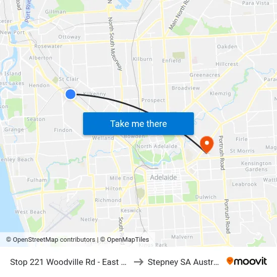 Stop 221 Woodville Rd - East side to Stepney SA Australia map