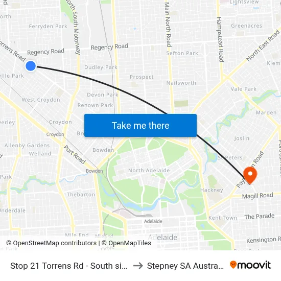 Stop 21 Torrens Rd - South side to Stepney SA Australia map