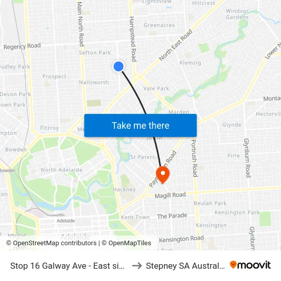 Stop 16 Galway Ave - East side to Stepney SA Australia map