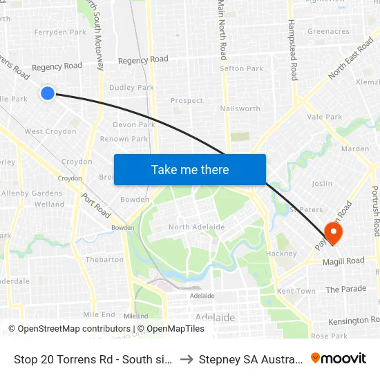 Stop 20 Torrens Rd - South side to Stepney SA Australia map