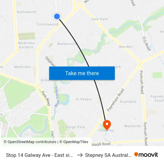 Stop 14 Galway Ave - East side to Stepney SA Australia map