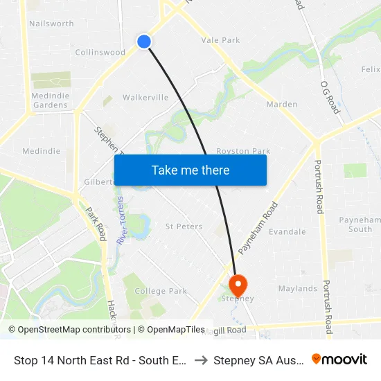Stop 14 North East Rd - South East side to Stepney SA Australia map